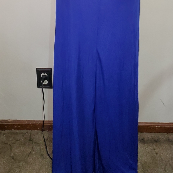 Pompows one shoulder jeweled maxi formal dress Med - Picture 3 of 7